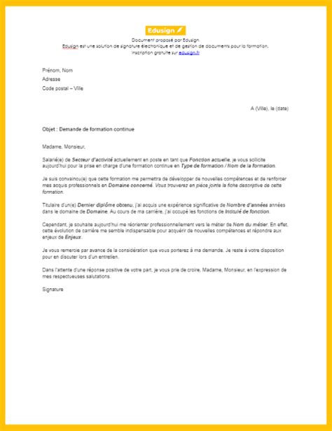 Lettre De Demande De Formation Continue Modèle Gratuit En Format Word