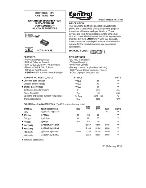 CMBT3906E TRANSISTORS Datasheet Distribuidor Stock Y Mejor Precio