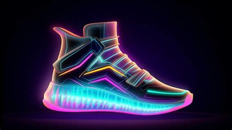 Premium Ai Image A Shoe With Neon Lights Glowing In The Dark