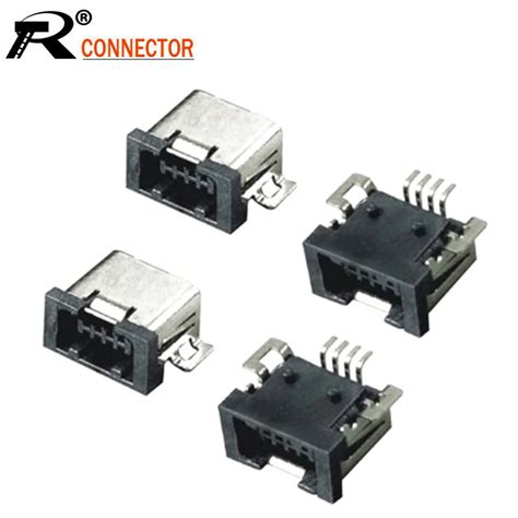 100pcslot Mini Usb 4 Pin Female Smt Usb Connector Mini Usb Pcb Mount