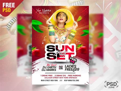 Summer Sunset Party Flyer Psd Template Psdfreebies Graphic Design Hot Sexiz Pix