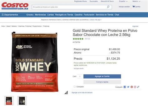 Proteína en Polvo Gold Standard Whey Sabor Chocolate 2 56kg a 1124