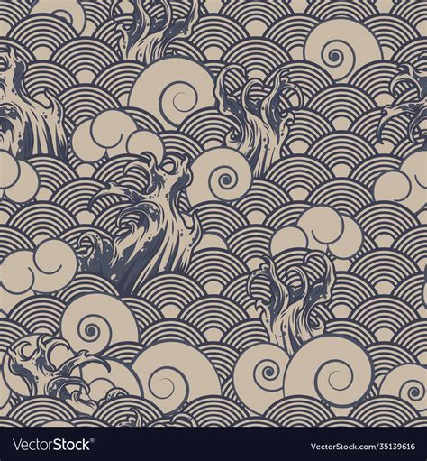 Vintage Japanese Seamless Pattern Royalty Free Vector Image