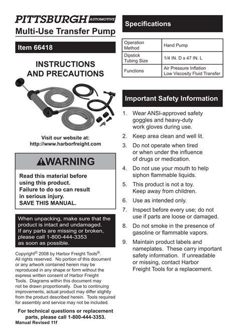 Multi Use Transfer Pump Harbor Freight Tools