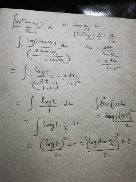 Integrate Log Tan X 2 2 Sinx Brainly In