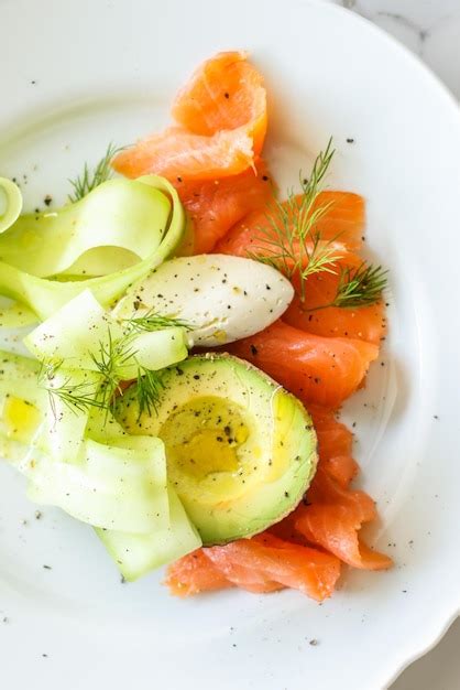 Premium Photo Fresh Salmon Salad With Avocado And Creamy Mascarpone