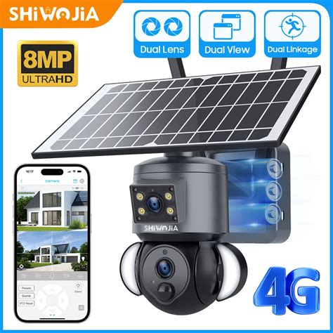 SHIWOJIA C Mara Solar 4K De 8MP Dispositivo De Seguridad 4G SIM WIFI