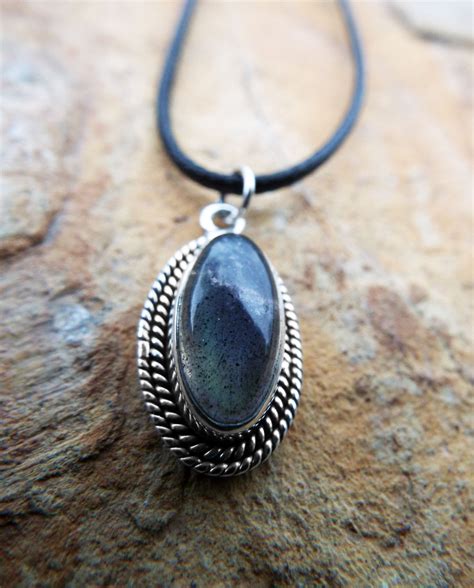 Labradorite Pendant Silver Handmade Gemstone Necklace Sterling 925 Drop