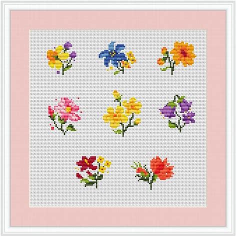 Wildflower Bouquet Cross Stitch Digital File Rose Cross Stitch Instant