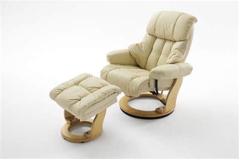 Fauteuil Relax Avec Repose Pied Calgary Cr Me Ton Naturel