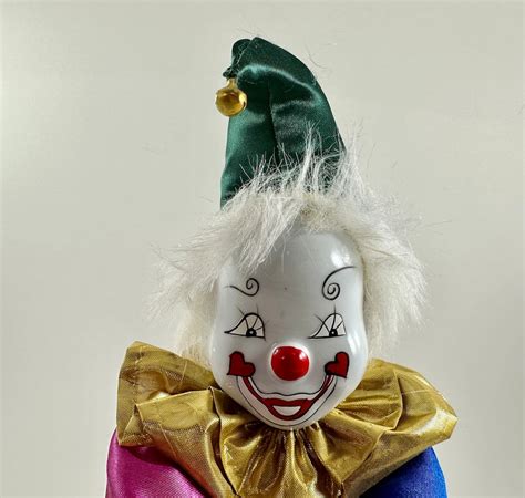 Vintage 1980s East West Distributing Co Hand Painted Circus Clown Porcelain And Soft Sand Body