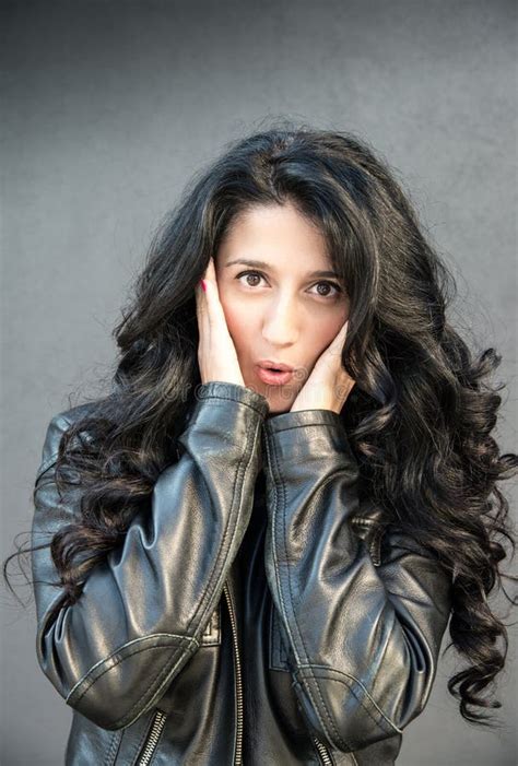 Brunette Girl With Surprised Look Stock Photo Image Of Surprised Bright 101099766