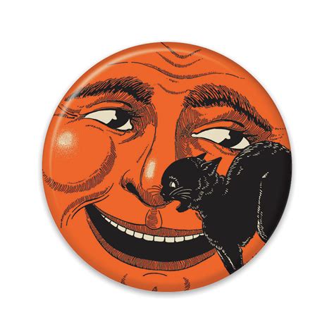 Beistle Halloween-Vintage Decor/Vintage Halloween Cat & Moon Button ...