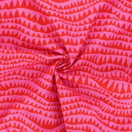 Tissu Popeline De Coton Kaffe Fassett Sharks Teeth Rose Bonbon Mpm