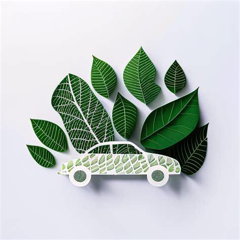 Premium AI Image | white background a car made from a cut green leaf