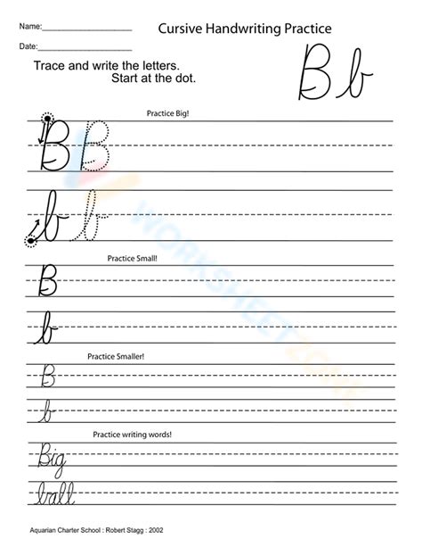 Cursive Capital Letter B Worksheet