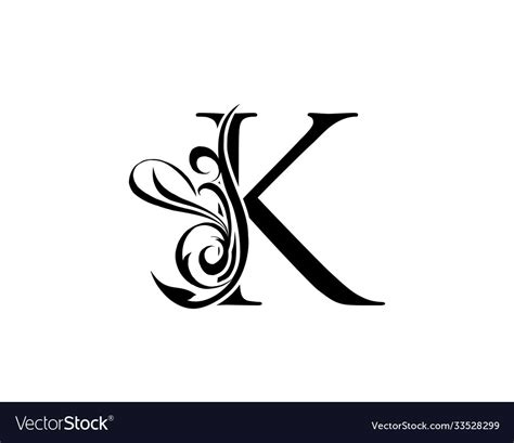 Elegant Letter K Graceful Royal Style Royalty Free Vector