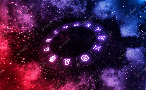 Premium Photo Zodiac Signs Inside Of Horoscope Circle On Universe