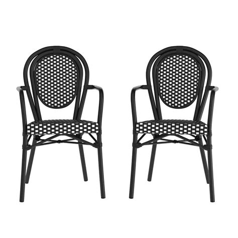 Taylor Logan Black Aluminum Outdoor Dining Chair In White Set Of 2 Di 532057 2 Taylh The