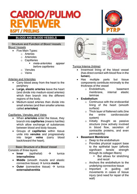 Solution Cardiopulmonary Reviewer The Heart Blood And Blood Vessels