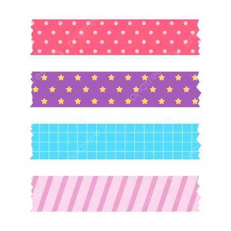 Colección De Diferentes Cintas Washi Planas Vector PNG Cinta Washi