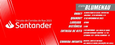 Circuito De Corridas Santander Etapa Blumenau Calend Rio De Corrida