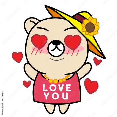 Cartoon Cute Bear in love illustration Stock Vector | Adobe Stock