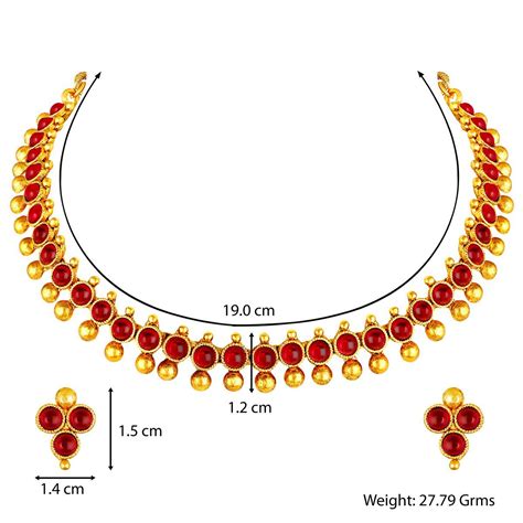 Buy Peora Traditional Gold Plated Blue Choker Necklace With Stud