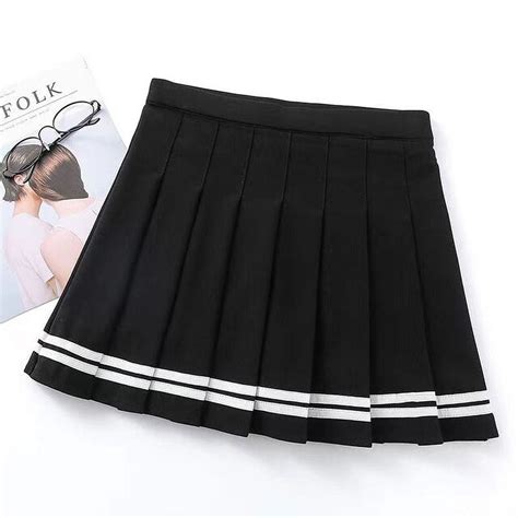 Pikadingnis High Waist Pleated Skirts Women Kawaii Harajuku Preppy