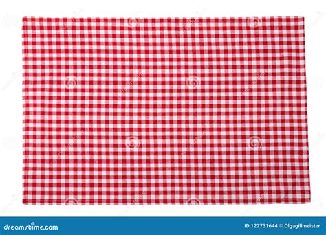 Red And White Checkered Napkin Isolated On White Background Stock