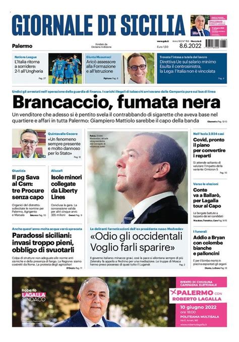 Prima Pagina Giornale Di Sicilia Litalia Ritorna A Sorridere Conte