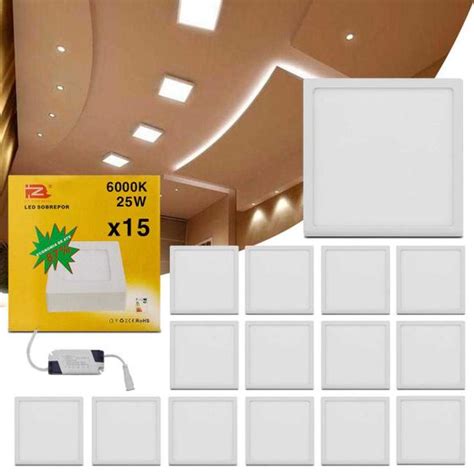 Kit Painel Plafon Lumin Ria Led Quadrado Slim W K Branco Frio