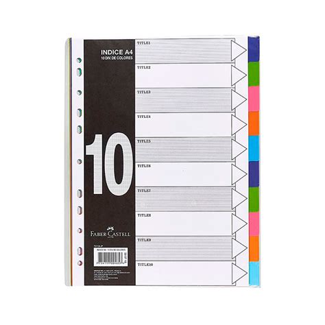 Separadores Index Colores 10 Divisiones A4 Faber Castell