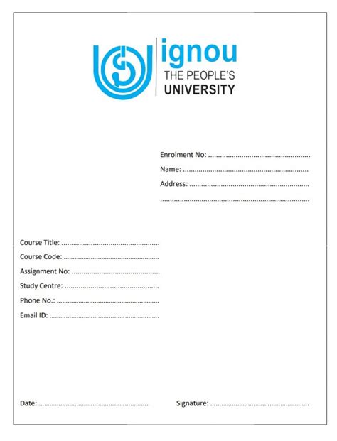 Ignou Front Page Pdf - rudenko