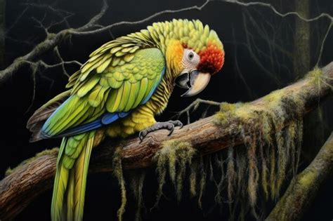 Premium AI Image Parrot Preening Its Feathers While Perched On A