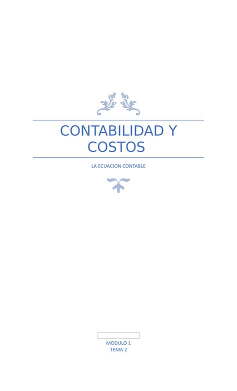 Ecuacion Contable Explicacion Tema Contabilidad Y Costos La