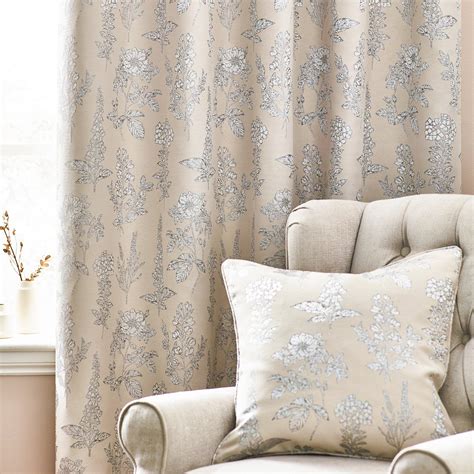 Wylder Nature Natural Sophia Floral Jacquard Ready Made Eyelet Curtains