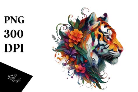 Abstract Vibrant Watercolor Tiger Png Graphic By Anastasia Feya