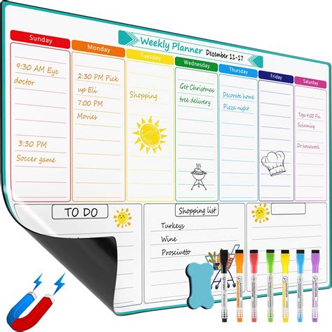 Amazon HomeNStars Weekly White Board Dry Erase Magnetic Weekly