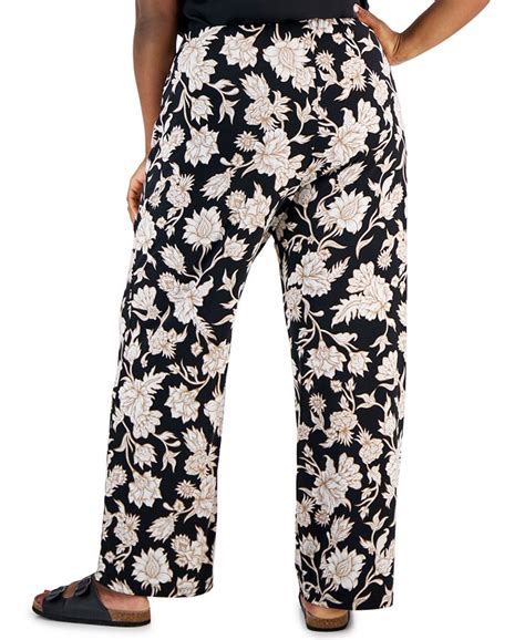 Jm Collection Plus Size Elena Printed Wide Leg Pants Created For Macy