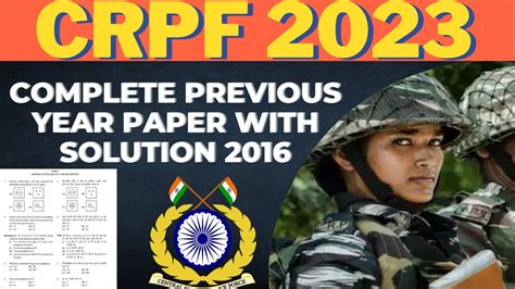 CRPF Previous Year Question Paper With Solution CRPF HCM Previous Year