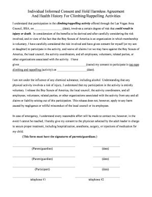 Fillable Online Parental Informed Consent Agreement For Rappelling