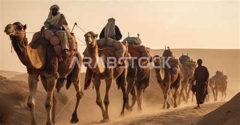 قافلة الجمال تمشي على الكثبان الرملية في الصحراء الكبرى حيوان الجمل في