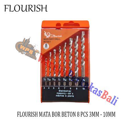 Jual Mata Bor Beton 8 Pcs Flourish Mata Bor Tembok Beton 3mm 10mm
