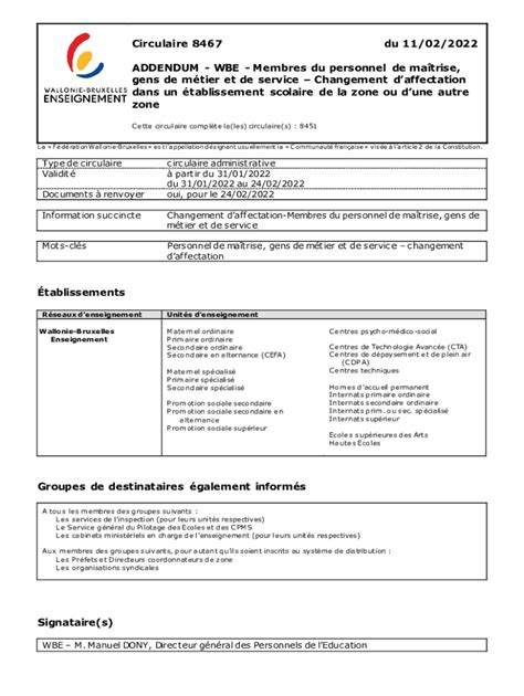 Remplissable En Ligne Addendum Wbe Membres Du Personnel De Matrise