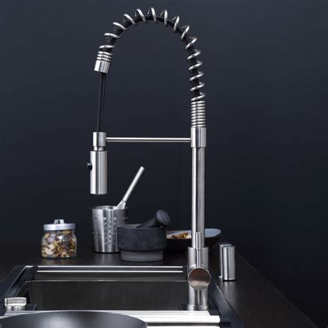 304 Stainless Steel Spring Pull Down Kitchen Faucet Single Hole Sink