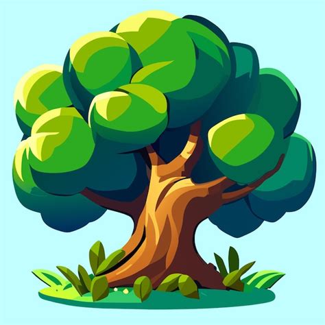 Dibujos animados aislados de árbol grande Vector Premium