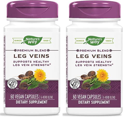 Nature S Way Leg Veins Supports Healthy Leg Vein Strength Dietary Supplement 60 Vegan Capsules