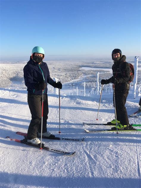 First time skiing on the slopes - Ruka, Finland in a pleasant - 28 ...