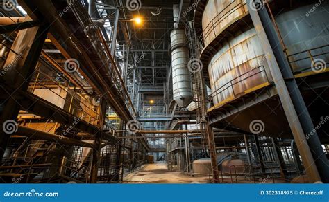 Large Barrels And Pipes Of A Mining And Processing Plant Stock Image